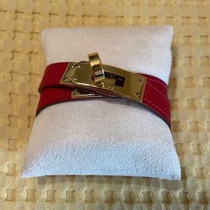 Hermes Kelly double tour rouge casaque size small bracelet
